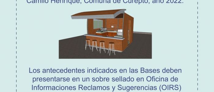 ¡Ya están Disponibles !,  las bases para la concesión de la explotación y mantención de Kiosco Municipal de Calle Camilo Henríquez 